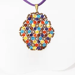 Pendant 30cm - Xochitl Oval-Purple Suedine - Pendant 30cm - Laiton bronze